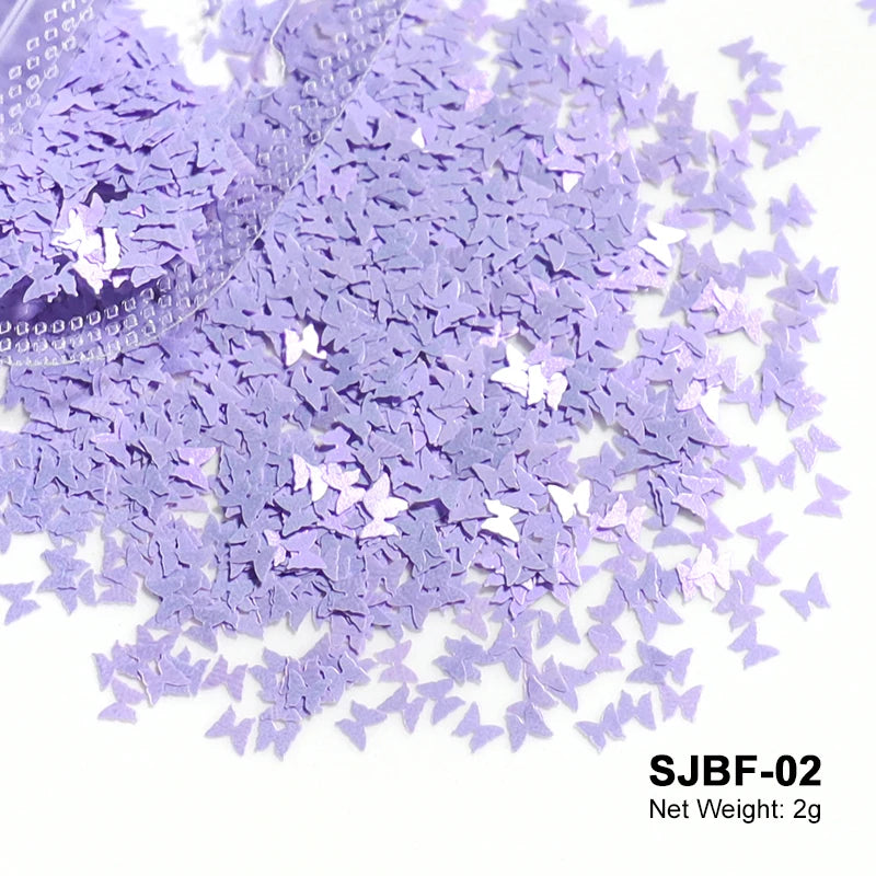 Holographic Nail Art Glitter - 2g Laser Star & Butterfly Sequins Flakes