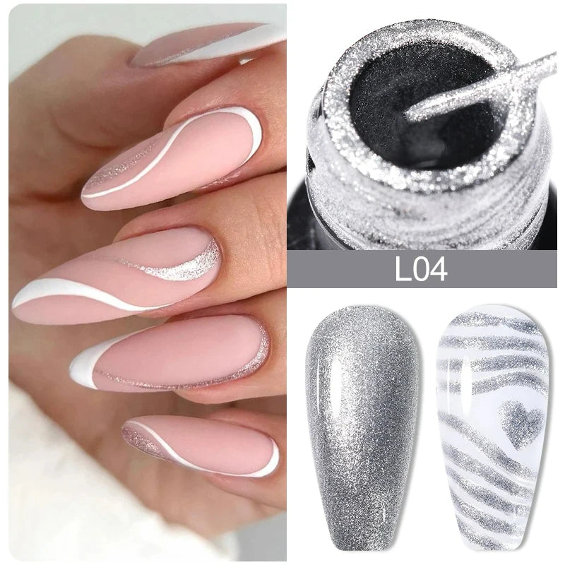 LILYCUTE 5ML Metallic Painting Liner Gel - Super Bright Gold Silver Mirror Drawing Gel