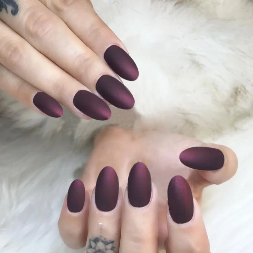 Press-On Nails - 24 Piece Almond Matte Finish Nail Set