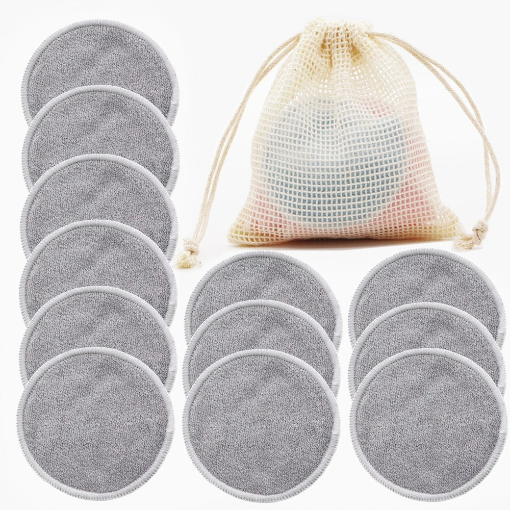 Reusable Bamboo Makeup Remover Pads - 12 Piece Washable Rounds Cleansing Facial Cotton