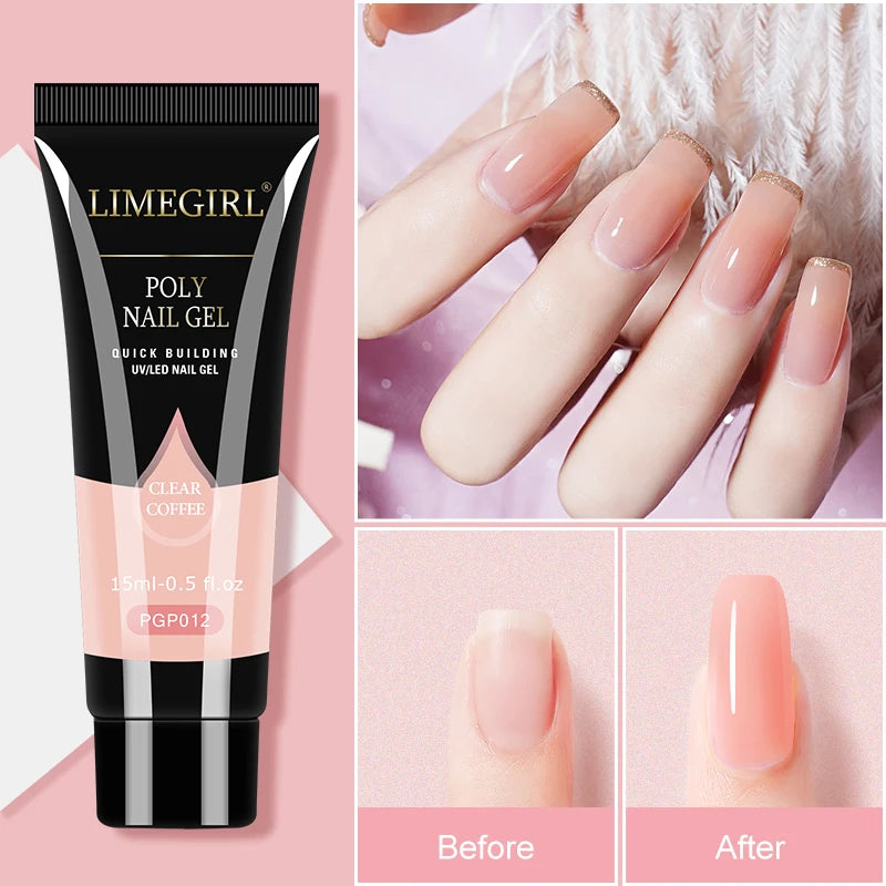 Poly Nail Gel Extending Kit - 15ml Acrylic Gel Varnish for Salon and Home DIY