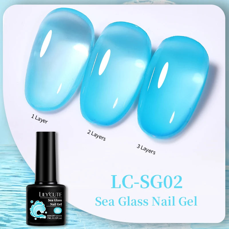 LILYCUTE 7ML Jelly Amber Gel Nail Polish - Semi Permanent UV Gel with Leopard Pattern Effect
