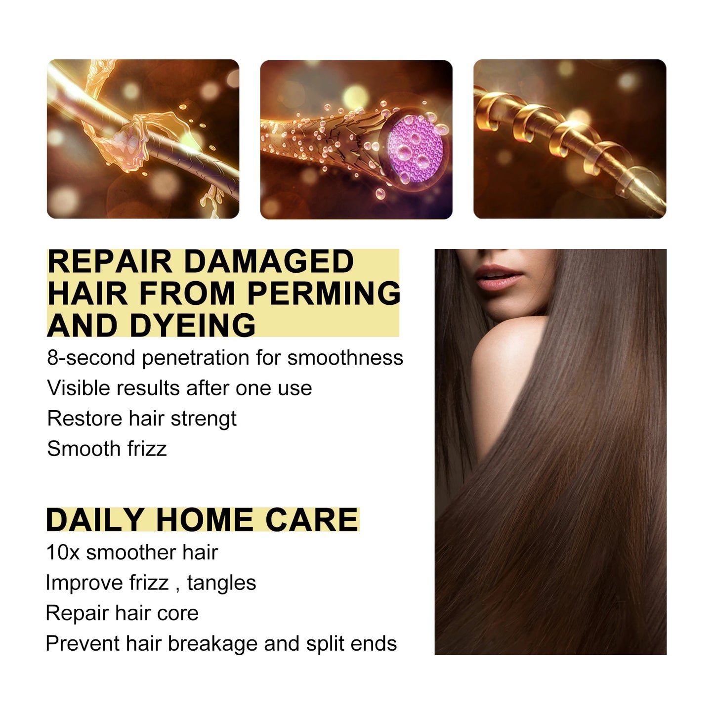 Keratin Hair Mask - 8 Second Repair Treatment for Frizzy & Damaged Hair