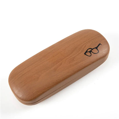Wood Grain Hard Glasses Case - Portable Eyeglass Storage Box for Men and Women