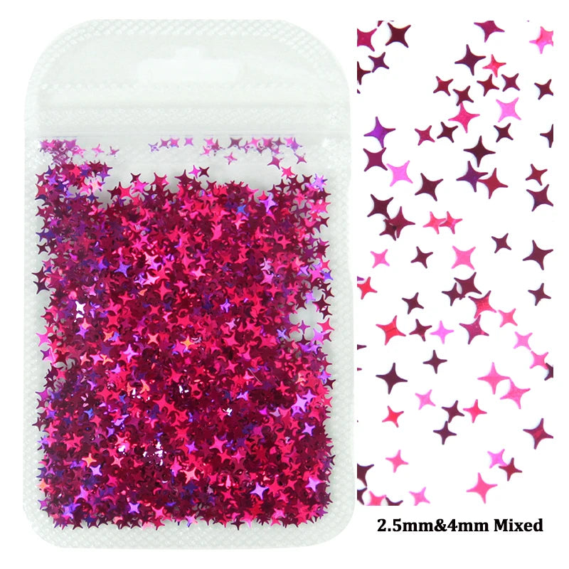 Holographic Nail Art Glitter - 2g Laser Star & Butterfly Sequins Flakes