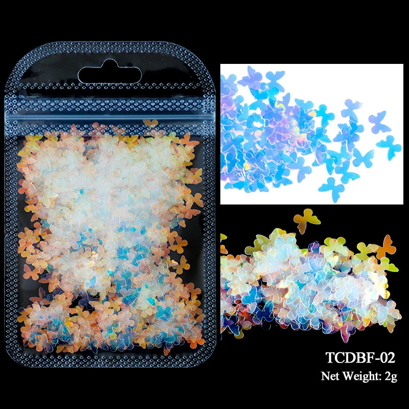 Holographic Nail Art Glitter - 2g Laser Star & Butterfly Sequins Flakes