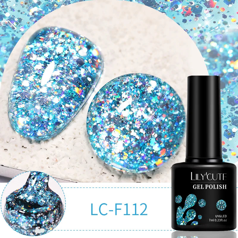 LILYCUTE 7ml 9D Cat Magnetic Gel Nail Polish - Iridescent Semi Permanent UV LED Gel Varnish