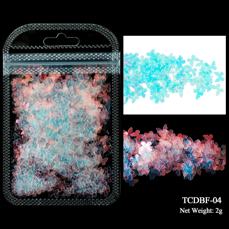 Holographic Nail Art Glitter - 2g Laser Star & Butterfly Sequins Flakes