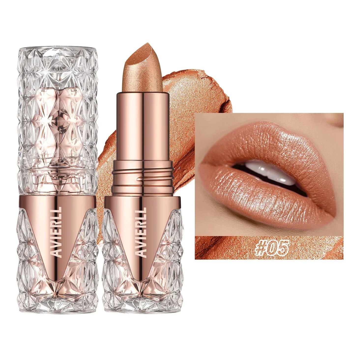 Quicksand Gold Glitter Lipstick - Moisturizing Long-Lasting Waterproof Lip Color