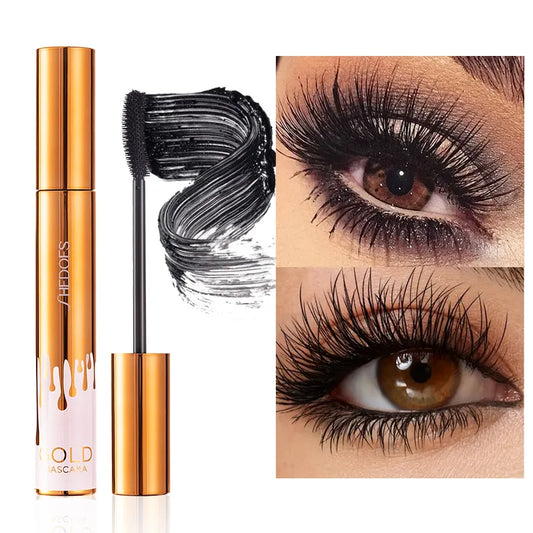 Thick Curly Eye Black Waterproof Mascara - Non Smudging Slim Durable Gold Color