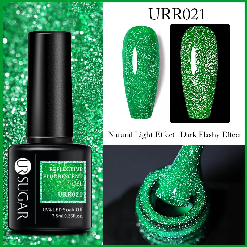 UR SUGAR 7.5ml Reflective Glitter Gel - Pink Sequins Nail Polish Semi-Permanent