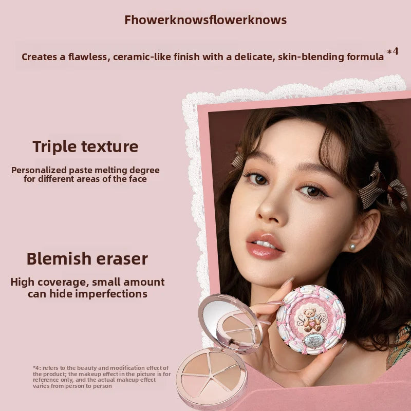 FLOWER KNOWS THE SWEETIE BEAR 4-Color Concealer Palette - Full Coverage Contouring