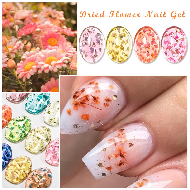 Mtssii Dried Flower Gel Nail Polish - Natural Flower Fairy Series 5ml Semi Permanent