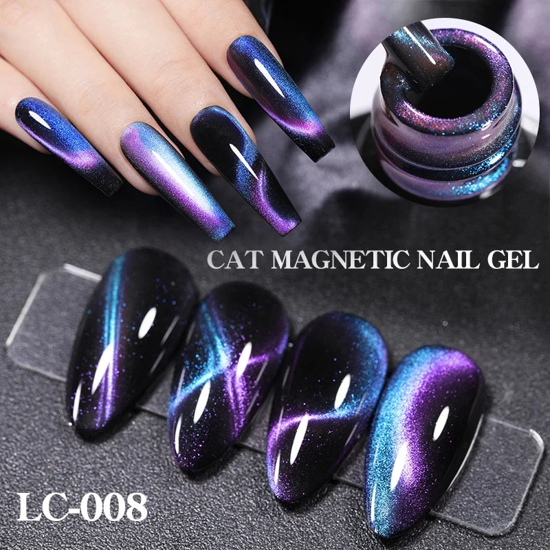 LILYCUTE 7ml 9D Cat Magnetic Gel Nail Polish - Iridescent Semi Permanent UV LED Gel Varnish