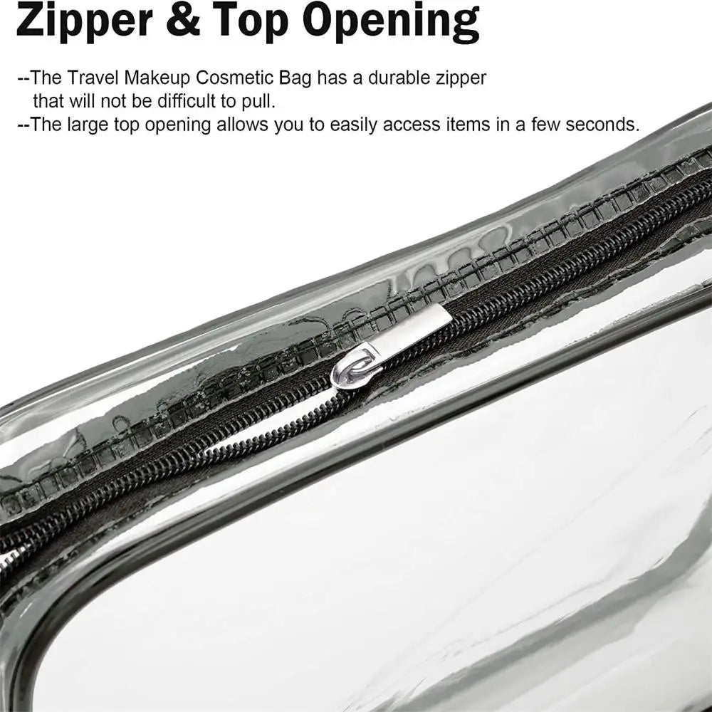 Waterproof Transparent Cosmetic Bag - Clear Toiletry Storage Pouch with Zipper