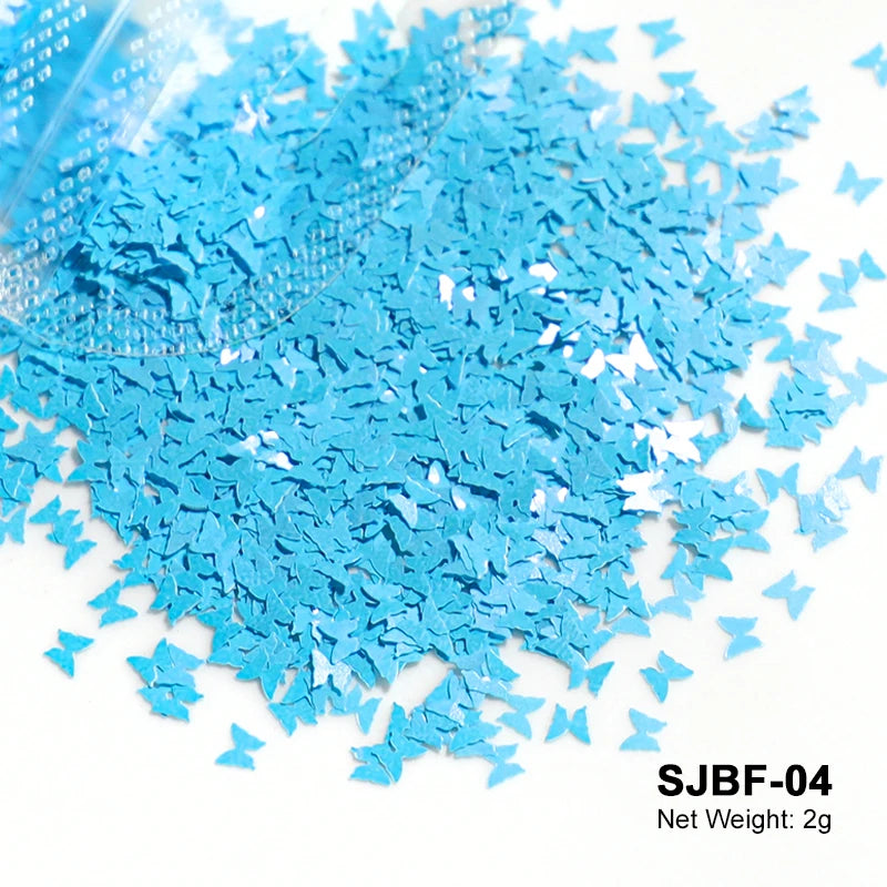 Holographic Nail Art Glitter - 2g Laser Star & Butterfly Sequins Flakes