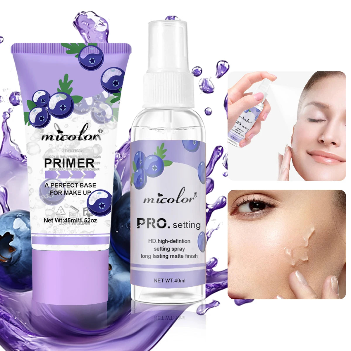 Makeup Set of Primer and Setting Spray - Invisible Pore Color Rendering Hold Makeup