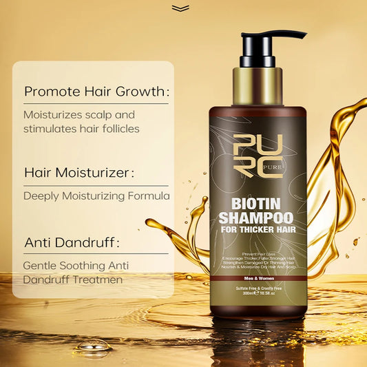 PURC Biotin Hair Growth Shampoo - Anti Hair Loss Treatment with Argan Oil & Keratin (300ml)