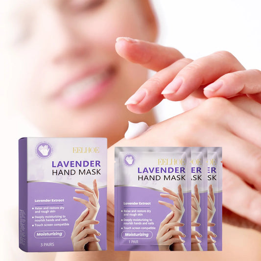 Lavender Hand Mask - Exfoliating & Brightening Treatment for Smooth, Nourished Hands (3 Pairs)