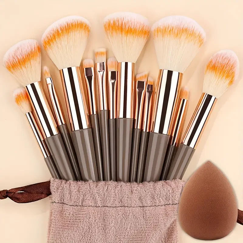 13 Piece Makeup Brush Set - Soft Fluffy Eye Shadow Foundation Blush Highlighter Collection