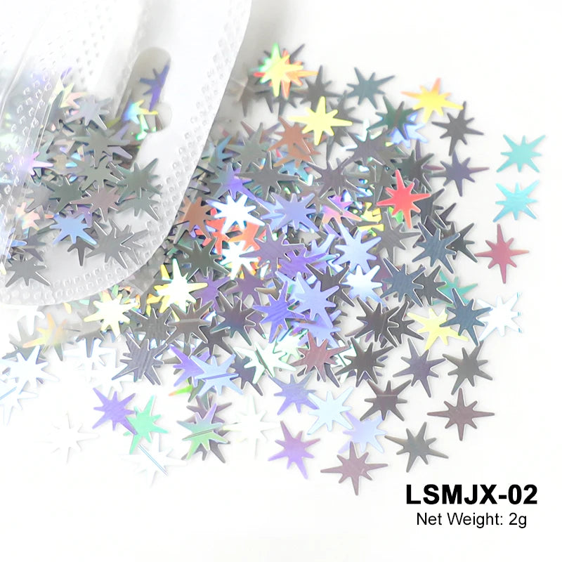 Holographic Nail Art Glitter - 2g Laser Star & Butterfly Sequins Flakes