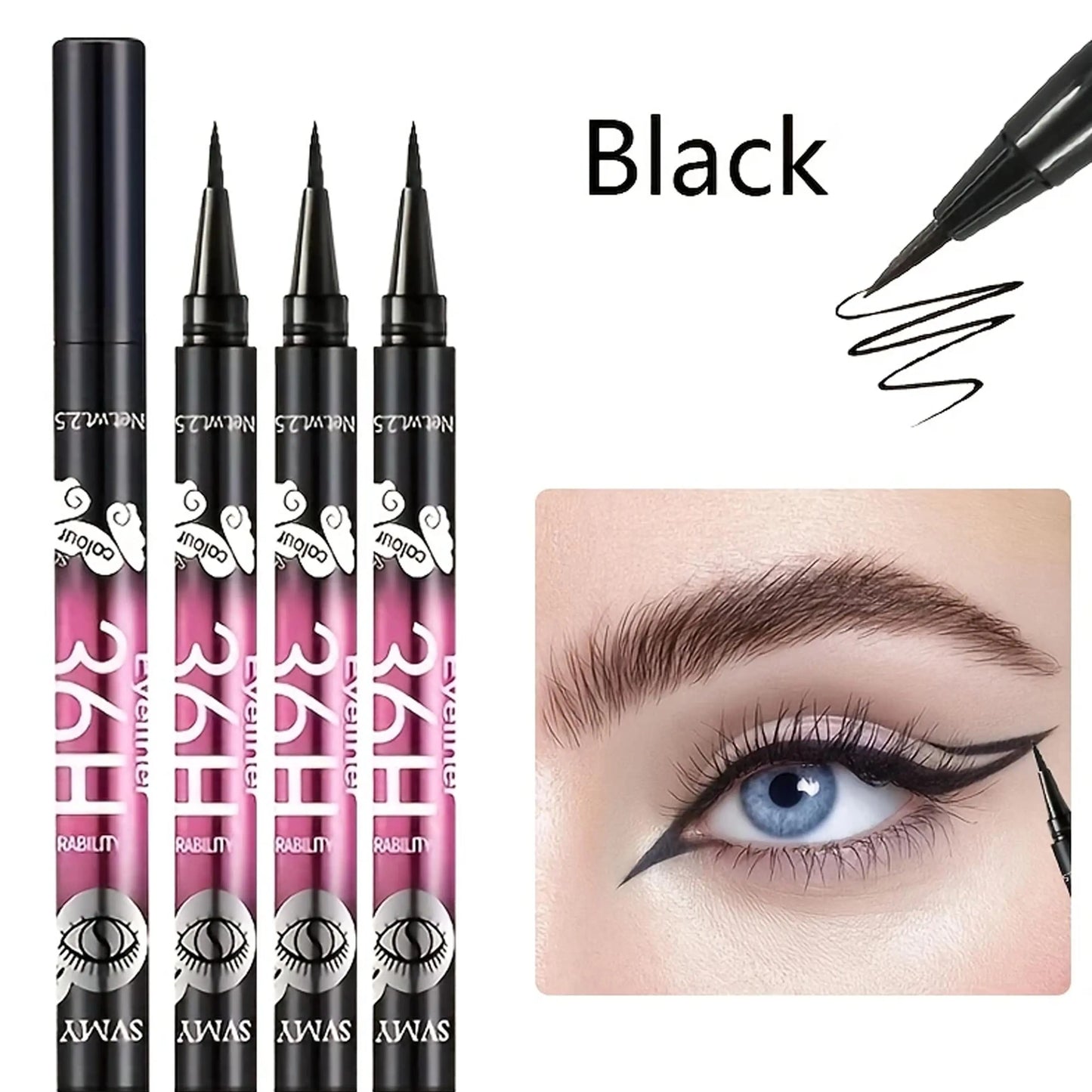 Waterproof Black Eyeliner Pencils Set - Long-Lasting Smudge-Proof Eye Makeup
