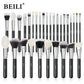 BEILI Black Makeup Brush Set - 30 Piece Professional Natural Goat Fiber Hair Set