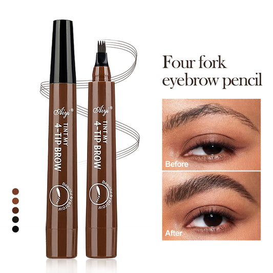 5 Colors Eyebrow Pen Waterproof - 4 Split Tip Tattoo Pen Liquid Black Makeup Pencil