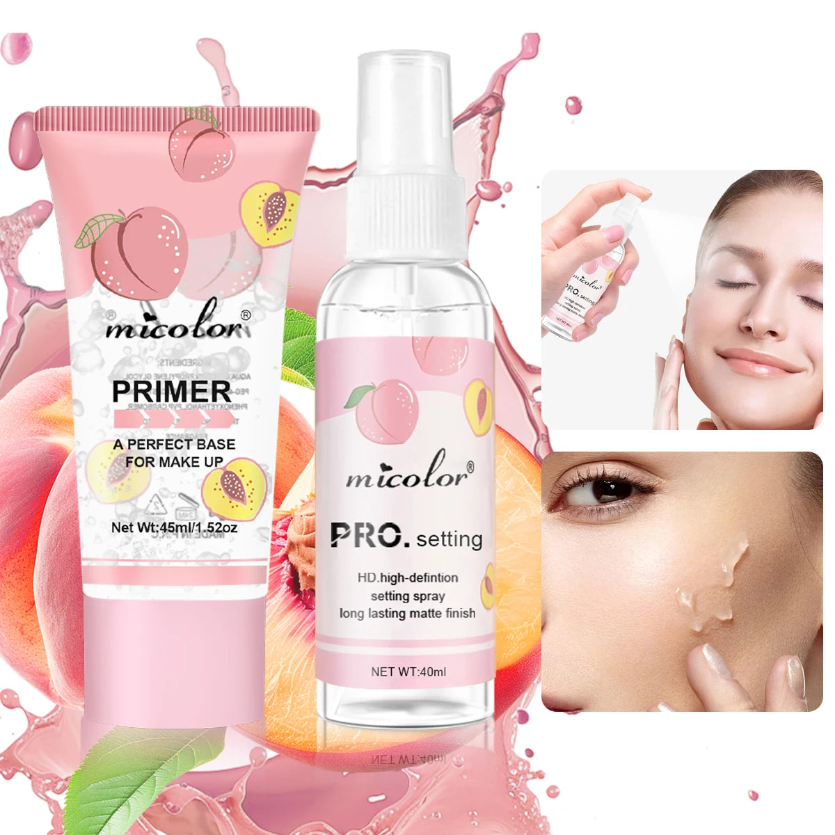 Makeup Set of Primer and Setting Spray - Invisible Pore Color Rendering Hold Makeup