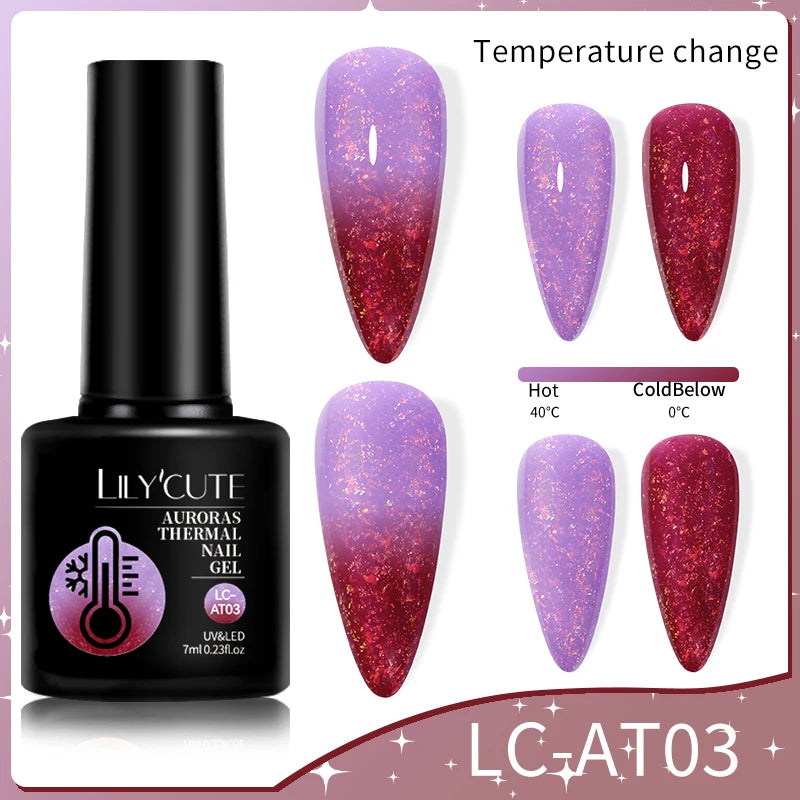LILYCUTE 7ML Thermal Gel Nail Polish - Ultra-Thin Temperature Color Changing UV Gel