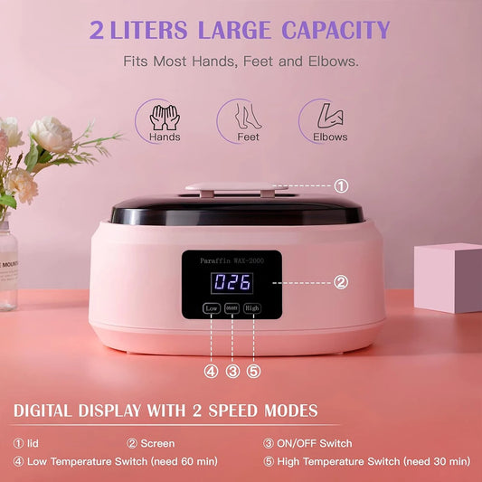 200W Digital Wax Heater - 2L Capacity Hair Removal Therapy Machine for Hands Feet and Body