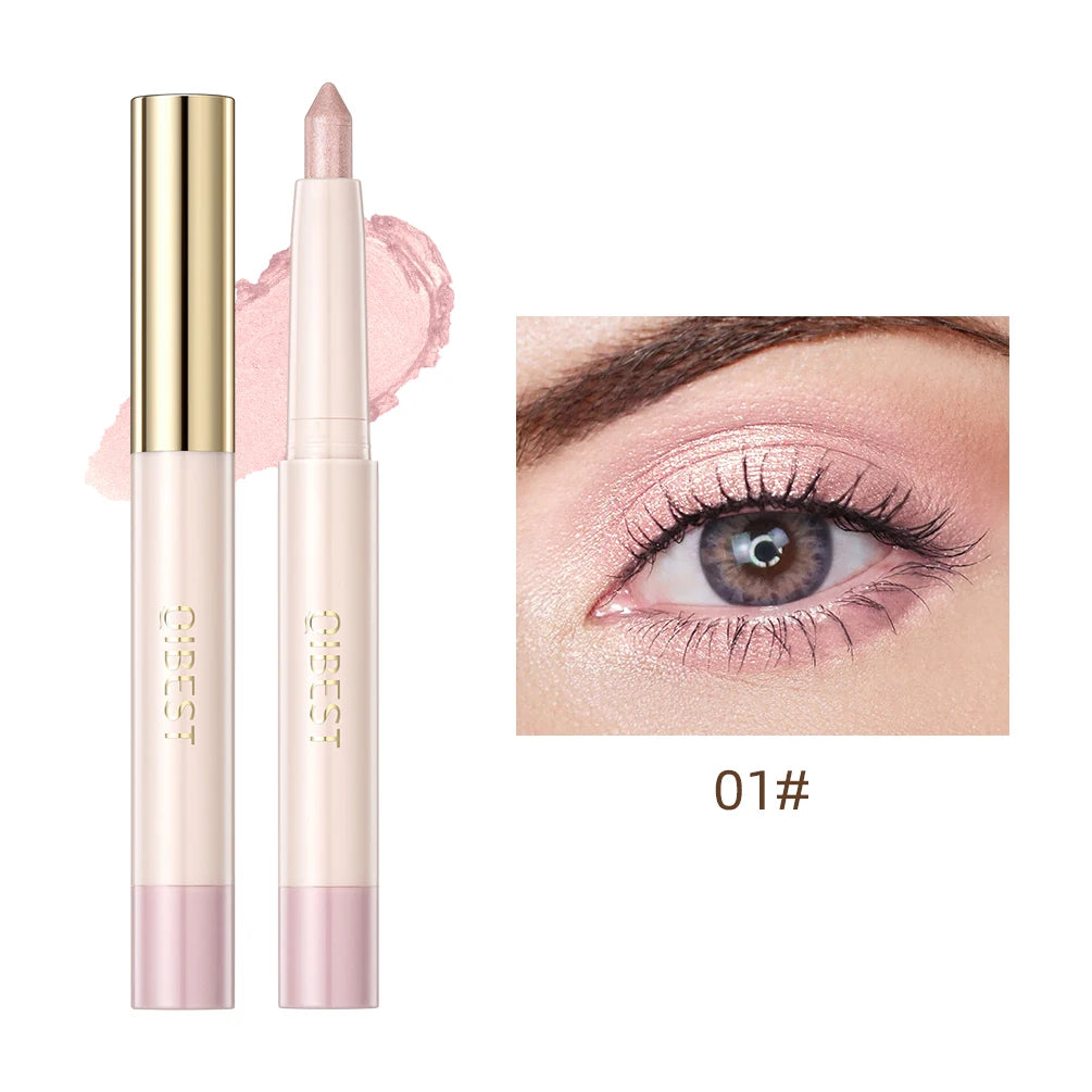 QIBEST Waterproof Pearlescent Eyeshadow Pencil Stick - Glitter Shimmer Highlighter Pen