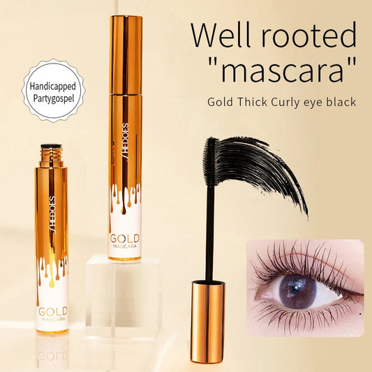 Thick Curly Eye Black Waterproof Mascara - Non Smudging Slim Durable Gold Color