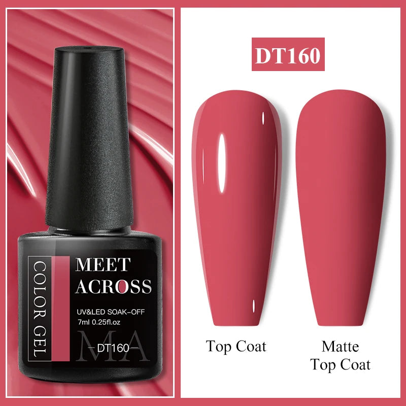 MEET ACROSS 7ml Wine Red Gel Nail Polish - Long-Lasting French Style Gel Varnish
