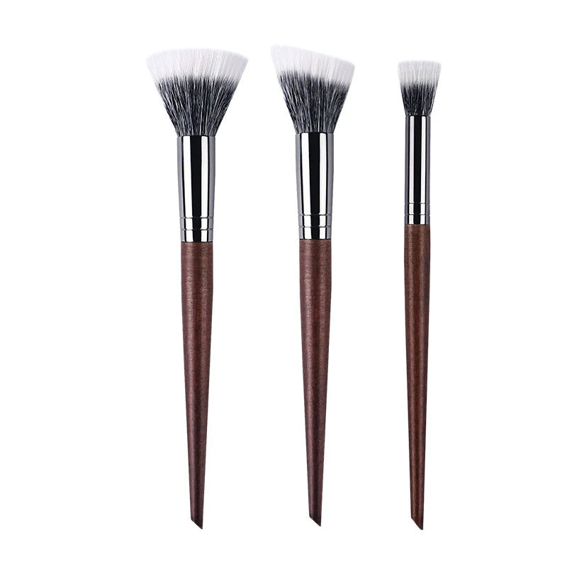 Professional Makeup Brushes - Natural Wood Goat Hair Powder Contour Stippling Blush Brush