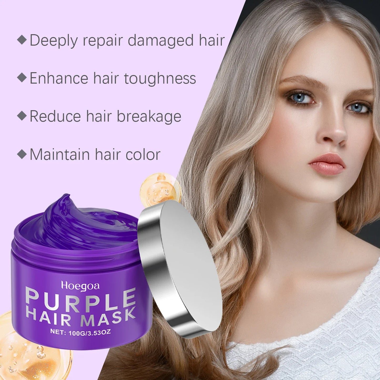 Purple Keratin Hair Mask - Deep Repair Treatment for Damaged, Frizzy & Blonde Hair