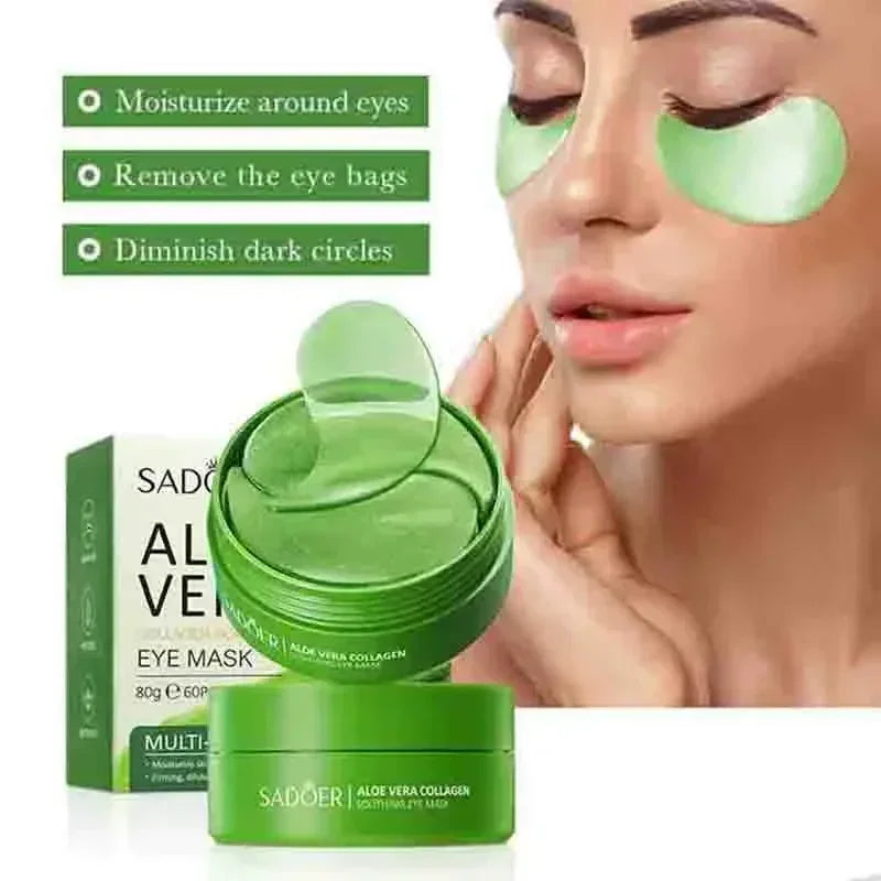 60pcs Aloe Vera Collagen Eye Mask - Anti Dark Circles and Eye Bags Removal Patches
