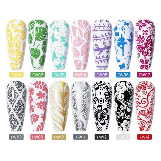 BORN PRETTY 8ml Stamping Gel Polish - Black White Gold Silver Nail Printing Gel