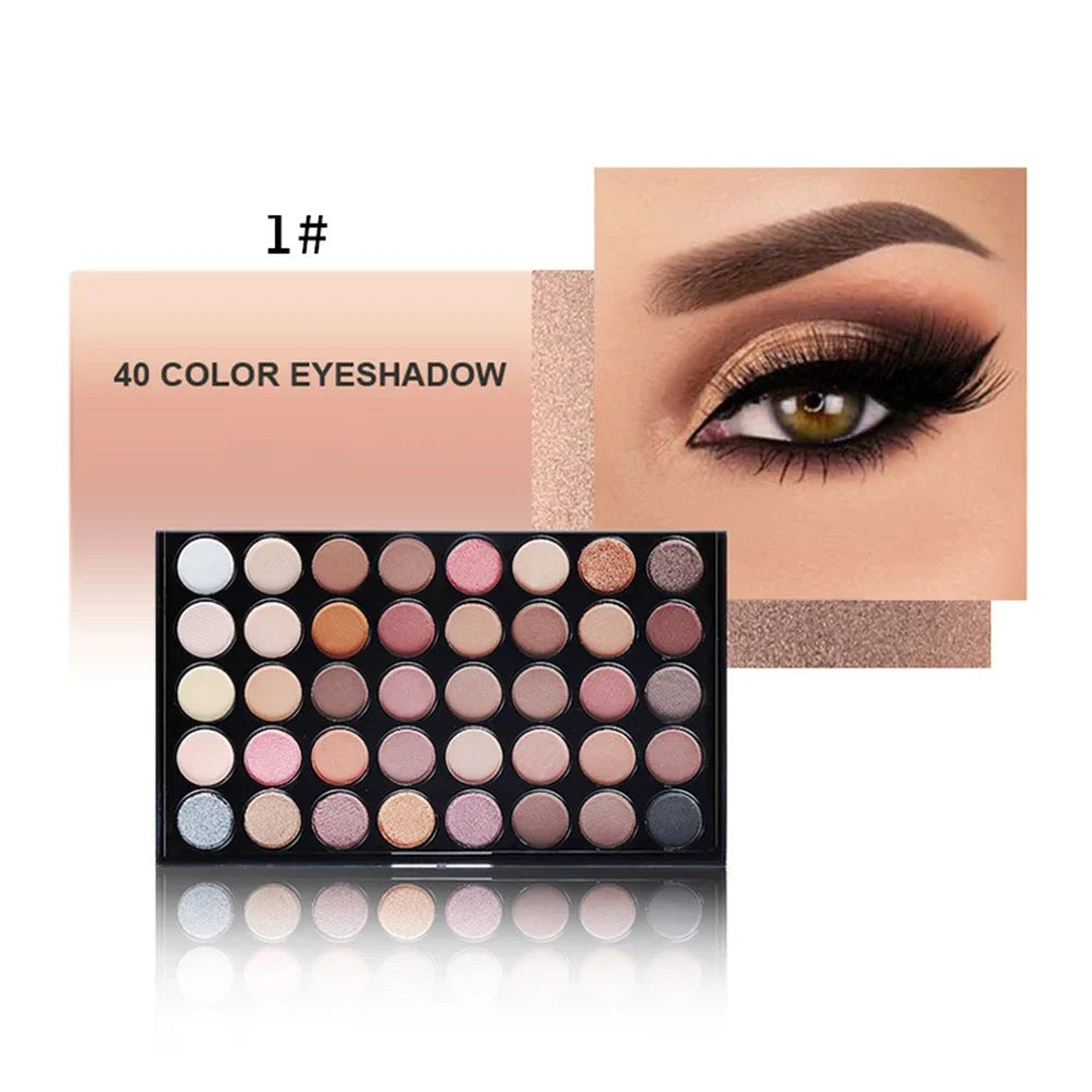 40-Color Eyeshadow Palette - Matte, Shimmer & Glitter Finish