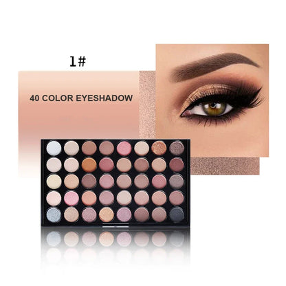 40-Color Eyeshadow Palette - Matte, Shimmer & Glitter Finish