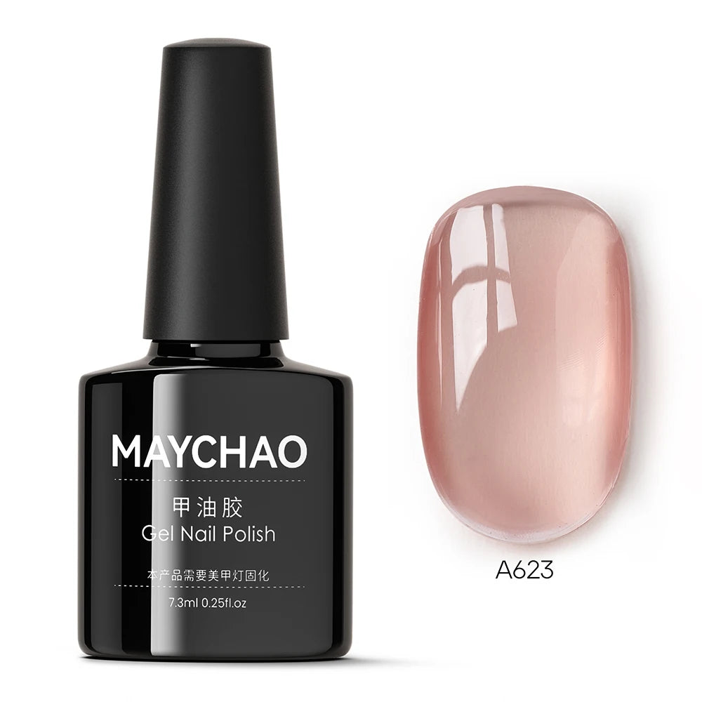 MAYCHAO Transparent Jelly Gel Nail Polish - 7.3ml Semi-Permanent UV LED Gel Varnish