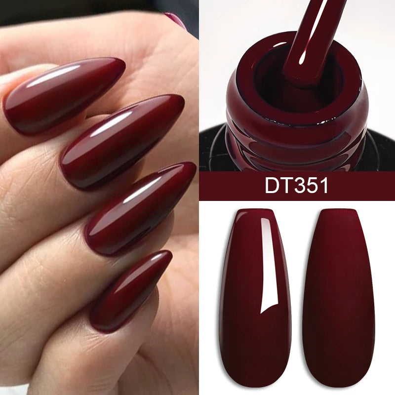 MEET ACROSS 7ml Wine Red Gel Nail Polish - Long-Lasting French Style Gel Varnish