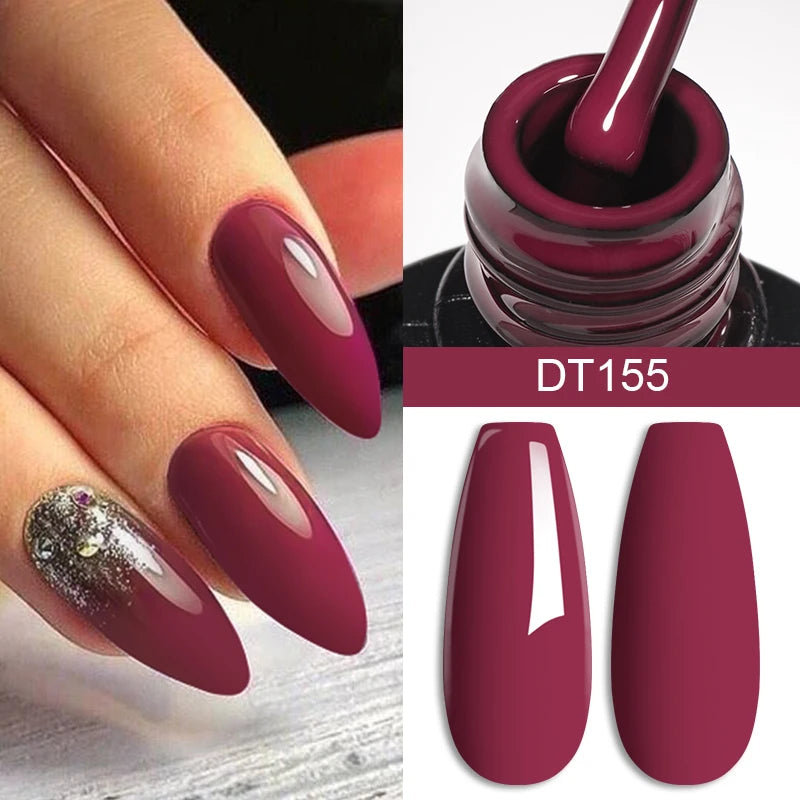 MEET ACROSS 7ml Wine Red Gel Nail Polish - Long-Lasting French Style Gel Varnish