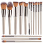 Champagne Makeup Brushes Set - 14 Piece Professional Synthetic Hair Cosmetic Brush Collection