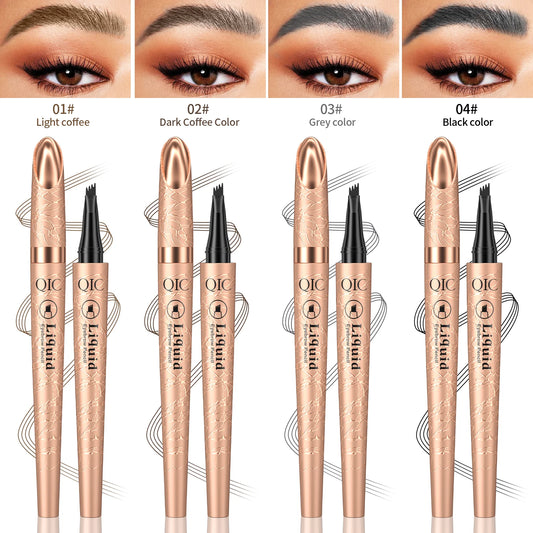 Eyebrow Pencil Liquid Waterproof - 4 Tip Microblade Pen Long-Lasting Natural