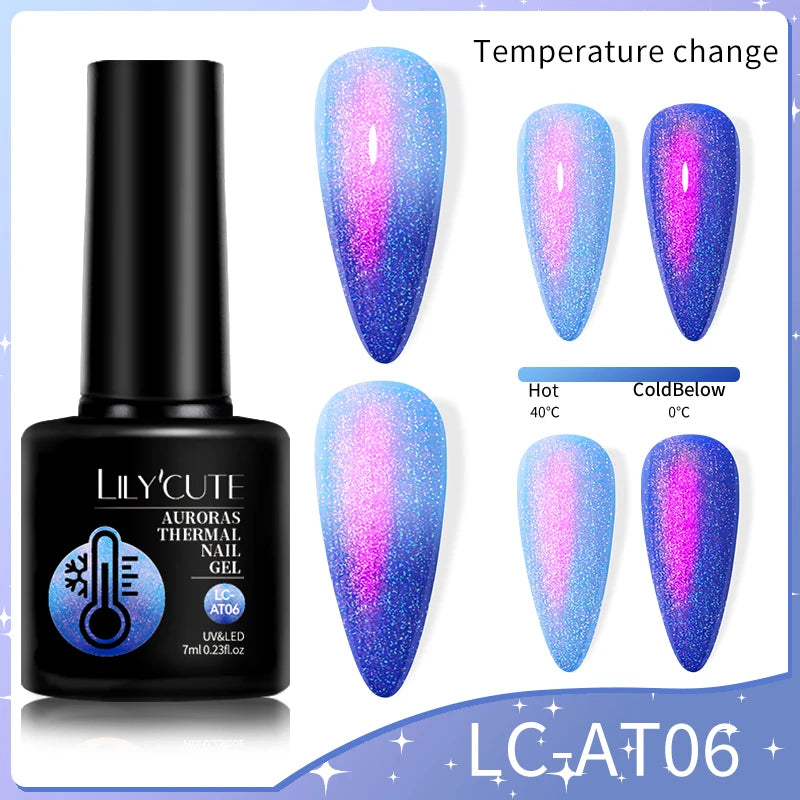 LILYCUTE 7ML Thermal Gel Nail Polish - Ultra-Thin Temperature Color Changing UV Gel