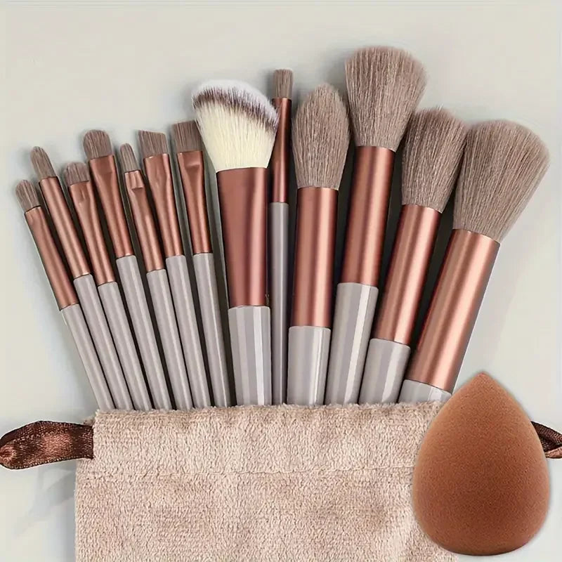13 Piece Makeup Brush Set - Soft Fluffy Eye Shadow Foundation Blush Highlighter Collection