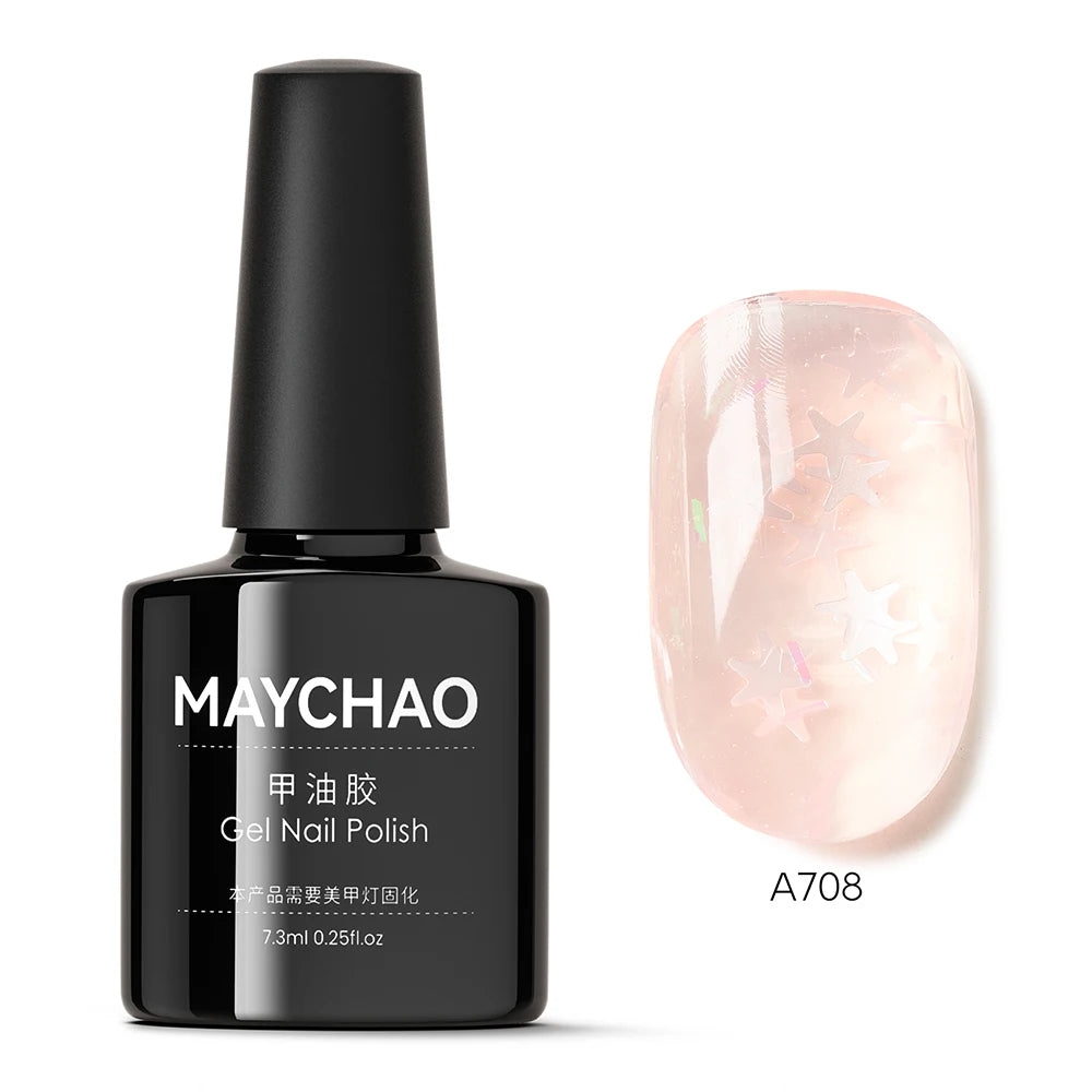 MAYCHAO Transparent Jelly Gel Nail Polish - 7.3ml Semi-Permanent UV LED Gel Varnish