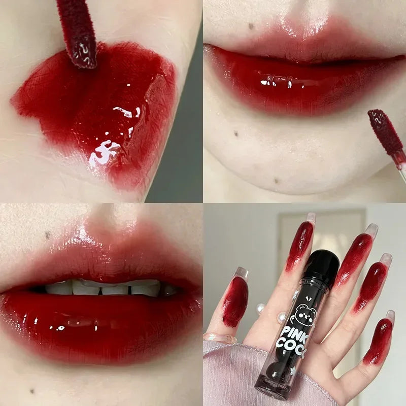 Mirror Glass Lip Tint - Punk Dark Red Lip Glaze Water Light Clear Lipstick