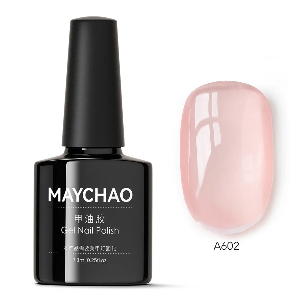 MAYCHAO Transparent Jelly Gel Nail Polish - 7.3ml Semi-Permanent UV LED Gel Varnish